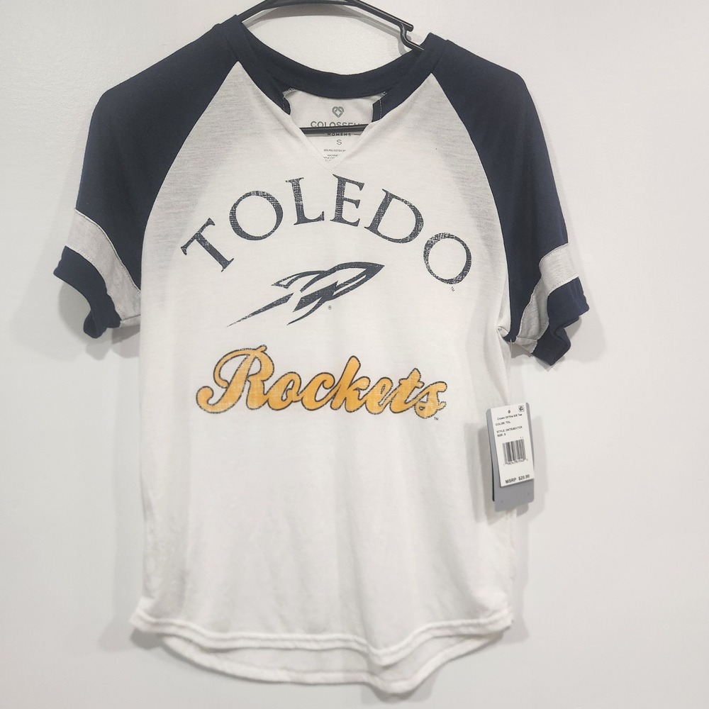 Colosseum Toledo Rockets Women's Small Raglan T-Shirt Navy White